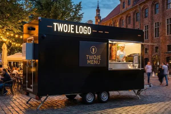 para stoi przed wynajetym food truckiem